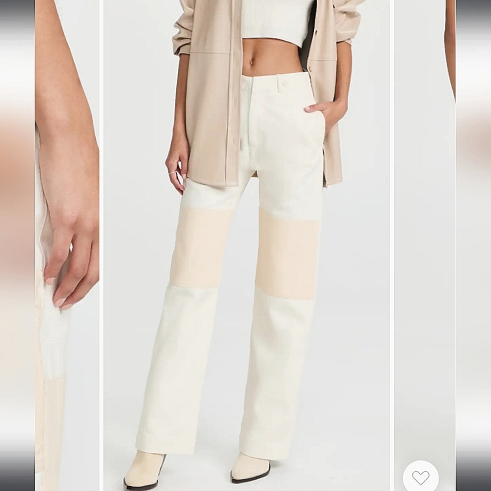 NWT$895 TRE Natalie Ratabesi Missy Two Tone Linen Cotton Trousers Wide Leg Pants - Picture 7 of 16